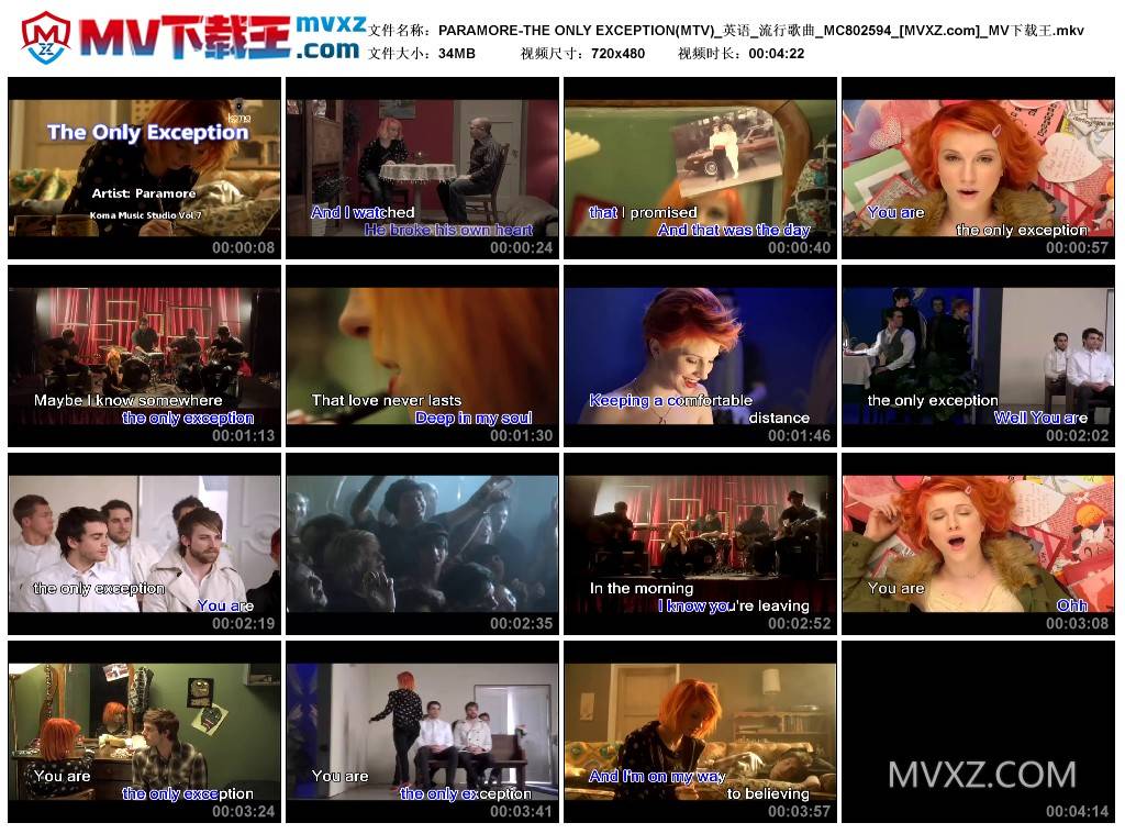PARAMORE-THE ONLY EXCEPTION(MTV)_英语_流行歌曲_MC802594